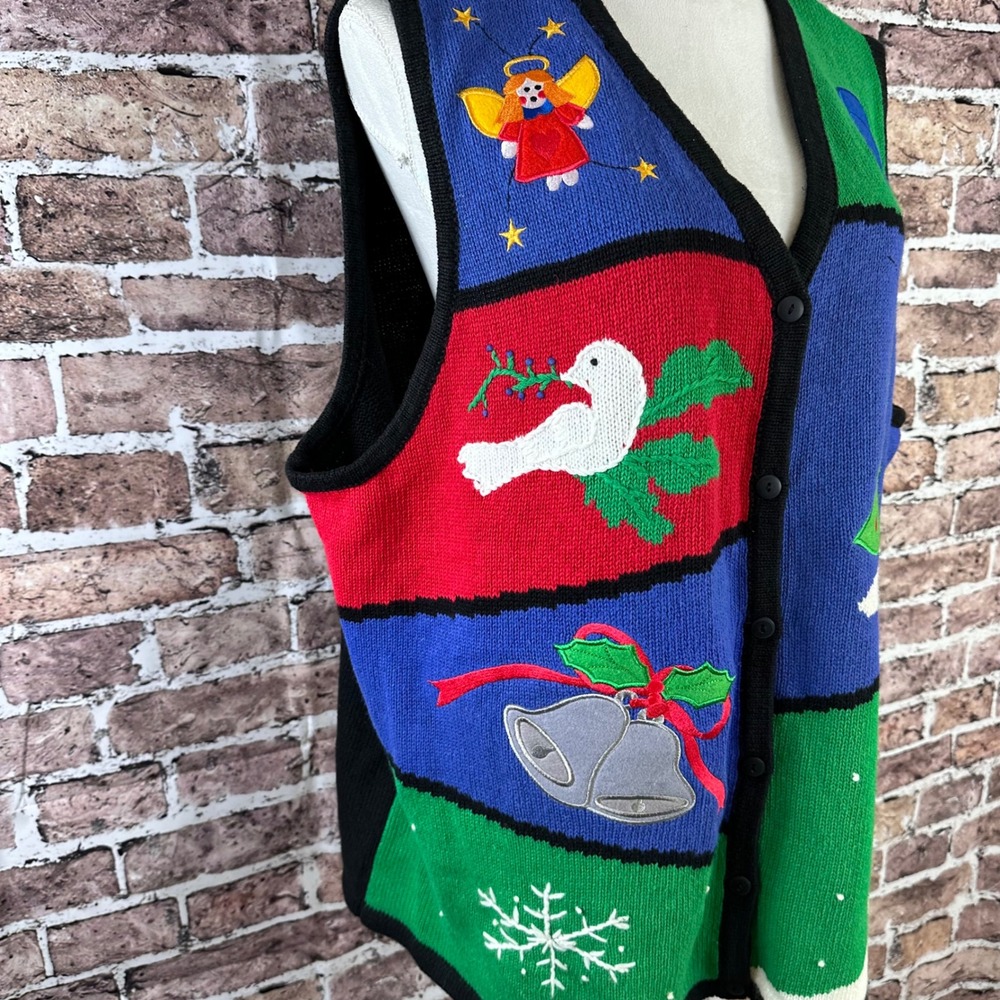 The Quacker Factory Ugly Christmas Vest SZ 2X Reindeer Snowman Tree Bells Angels - Picture 4 of 11